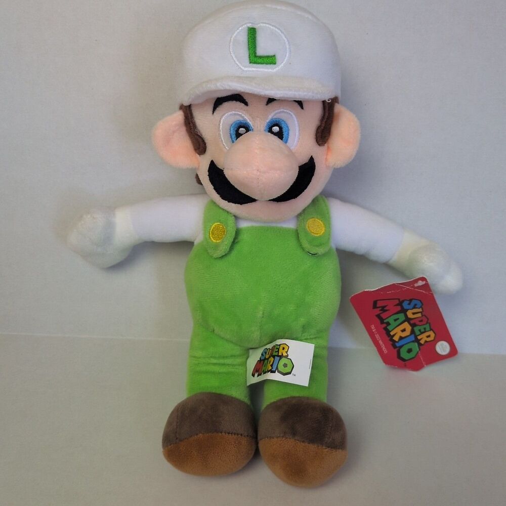 Nintendo Super Mario Luigi Fire Power Soft Plush 12" Stuffed Toy Green Plumber
